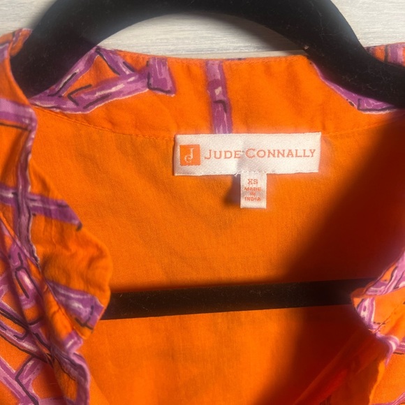 Jude Connally Faith Tiered Cotton Dress Orange Purple Bamboo‎ Lattice - Picture 9 of 10